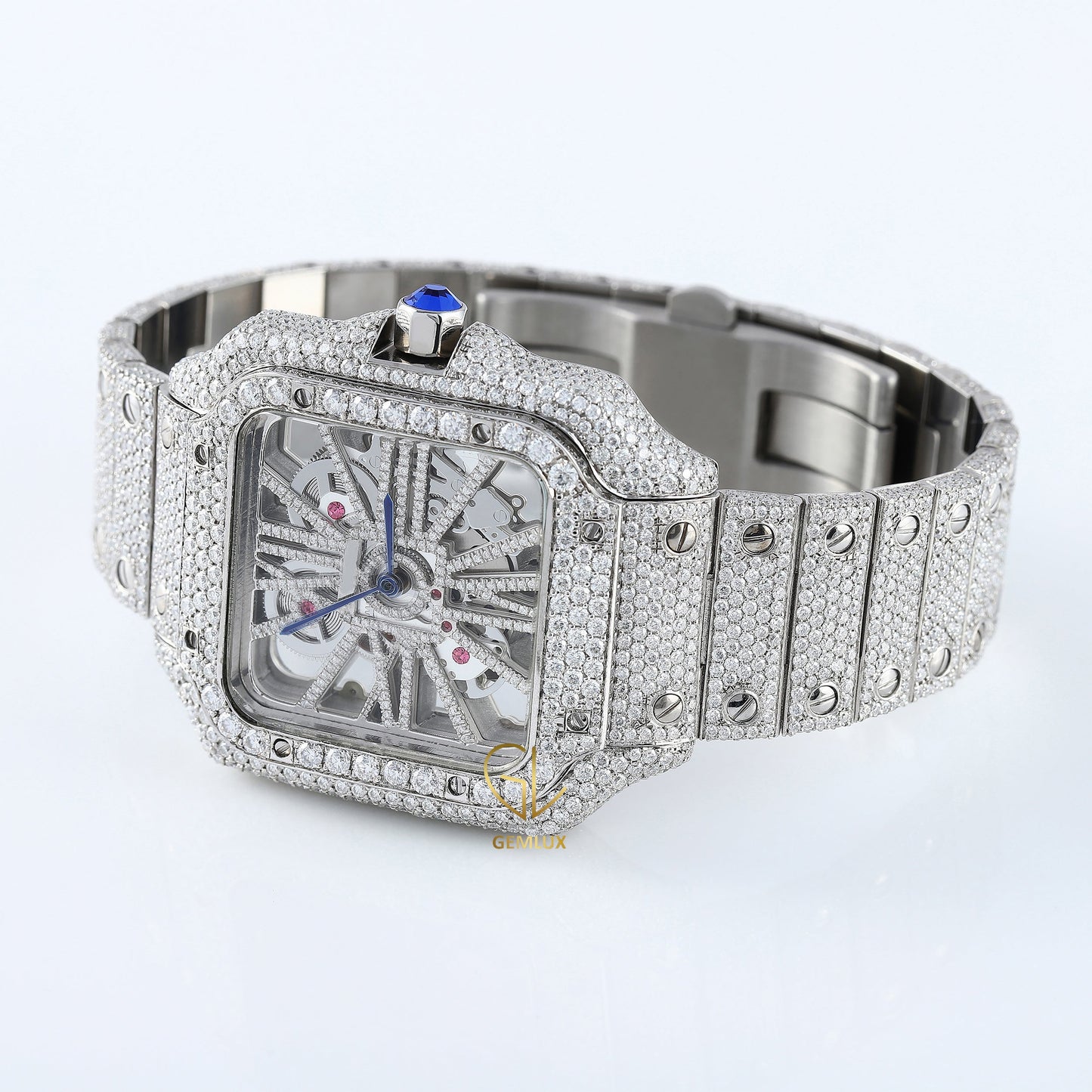 Iced Out Studded VVS Moissanite Diamond Automatic Movement Wrist Watch 