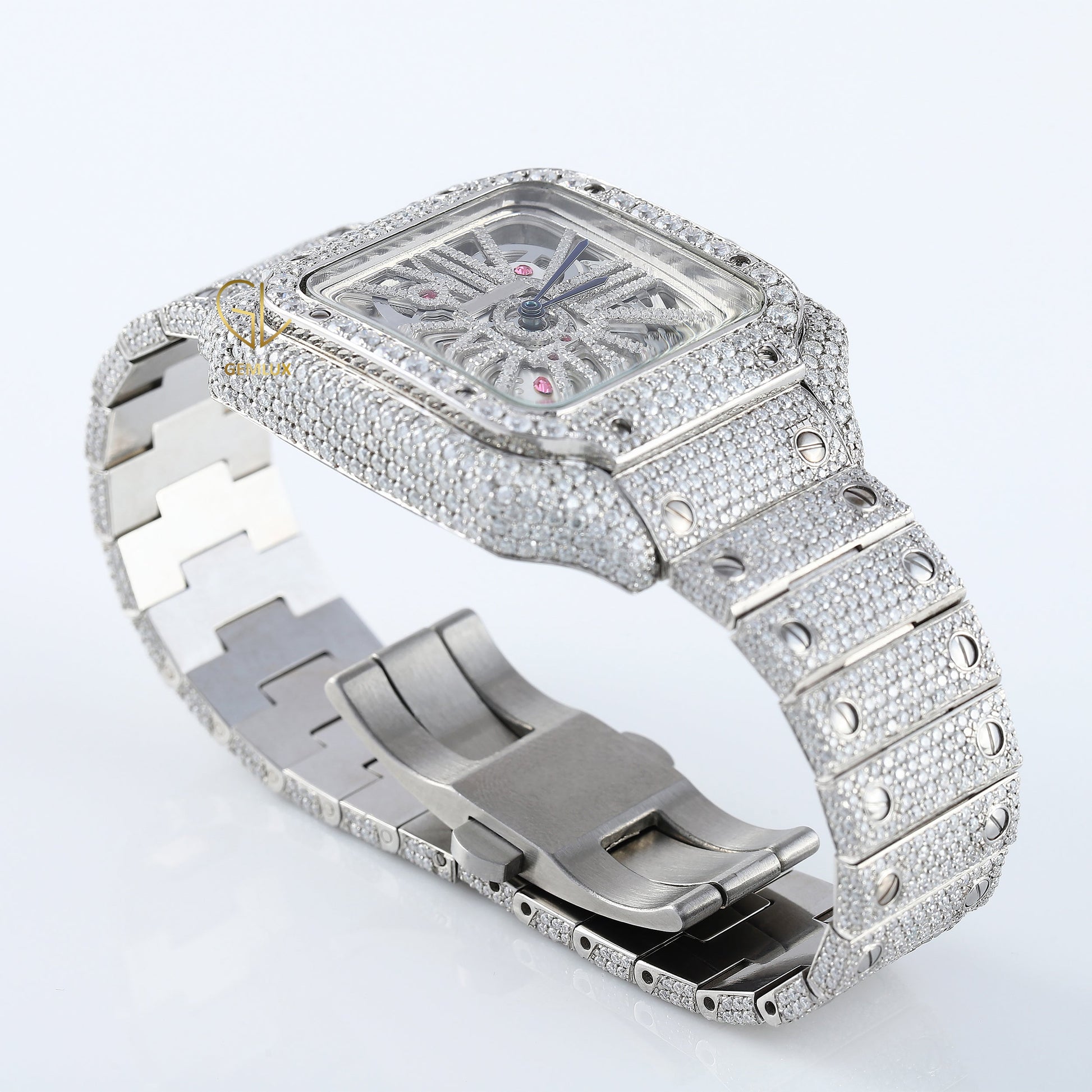 Iced Out Studded VVS Moissanite Diamond Automatic Movement Wrist Watch 