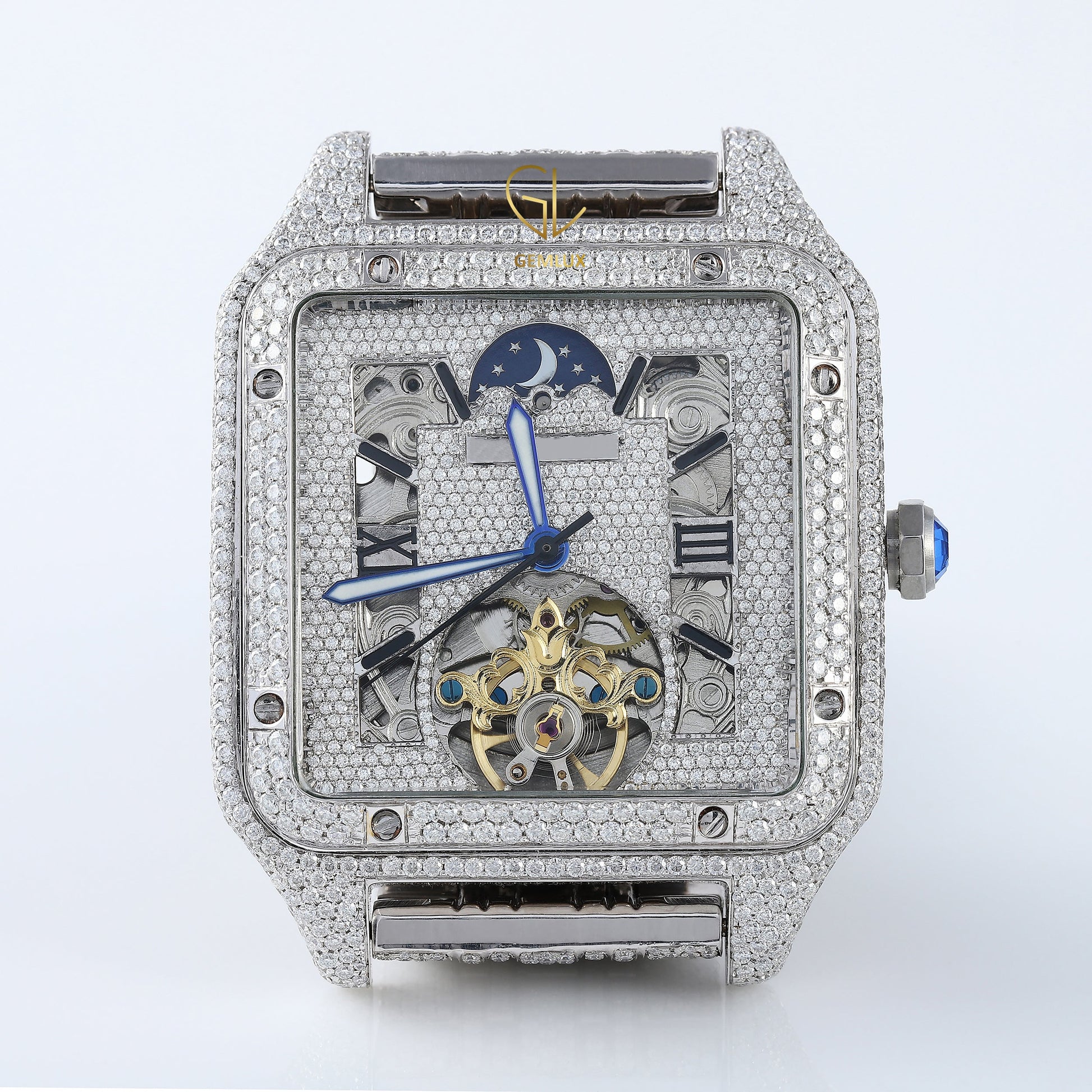 Automatic Movement VVS Moissanite Iced Out Square Dial Diamond Watch