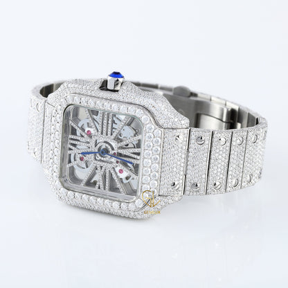 Bling Bling Square Dial VVS Moissanite Diamond Hip Hop Watch 
