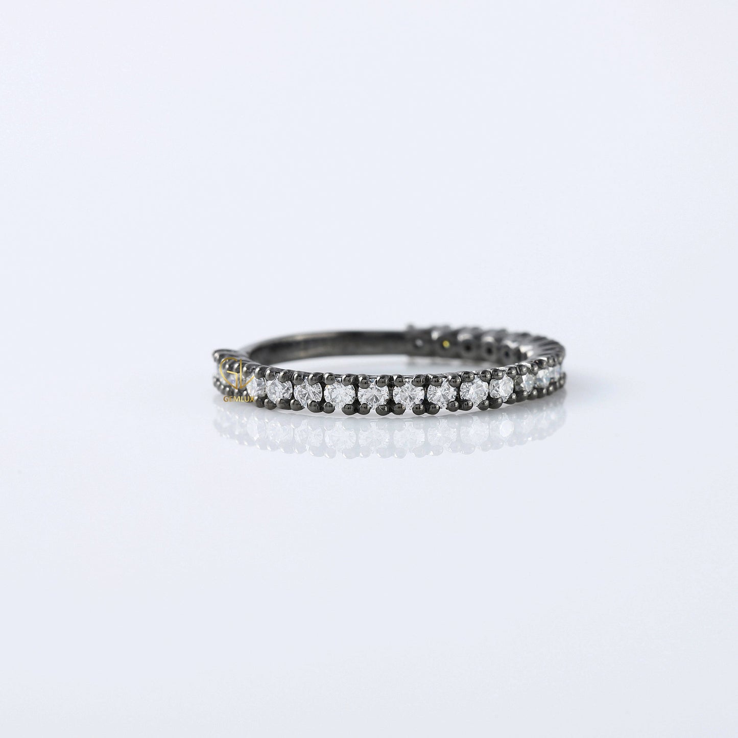 Round Moissanite Diamond Minimalist Eternity Wedding Band