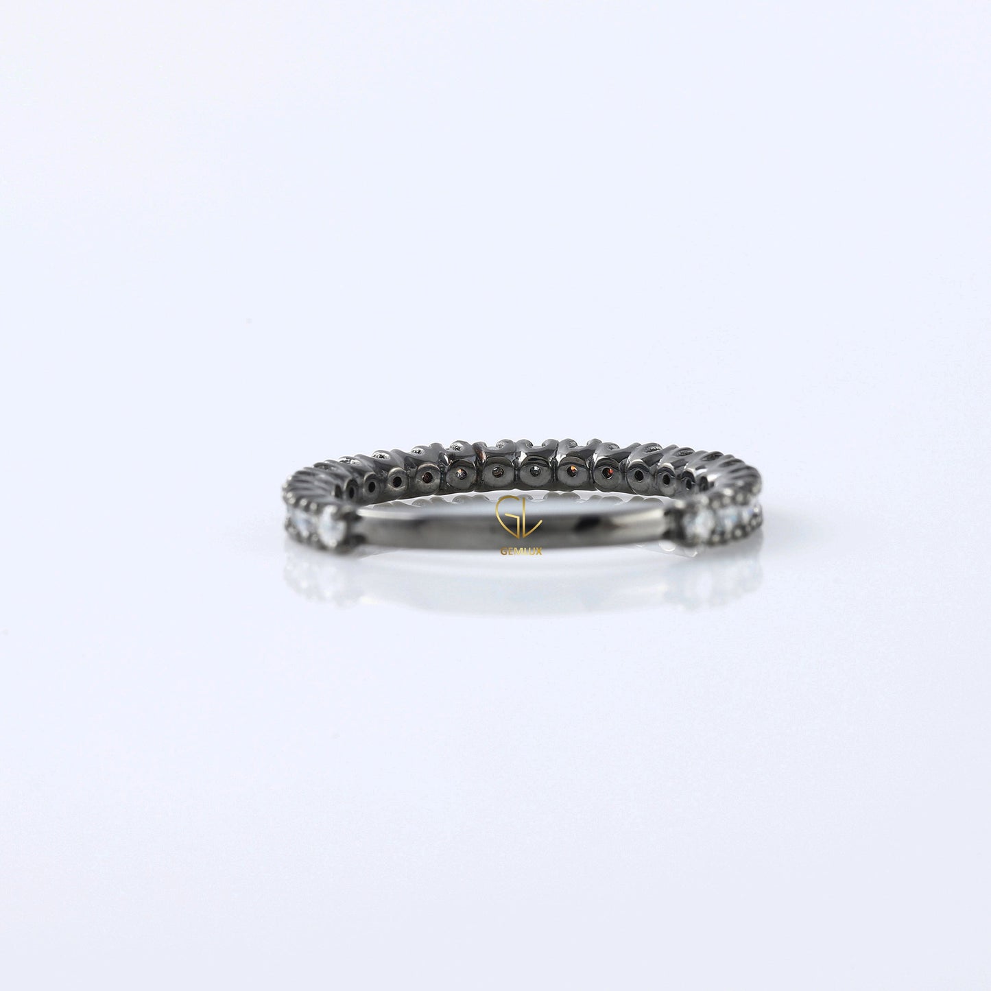 Round Moissanite Diamond Minimalist Eternity Wedding Band