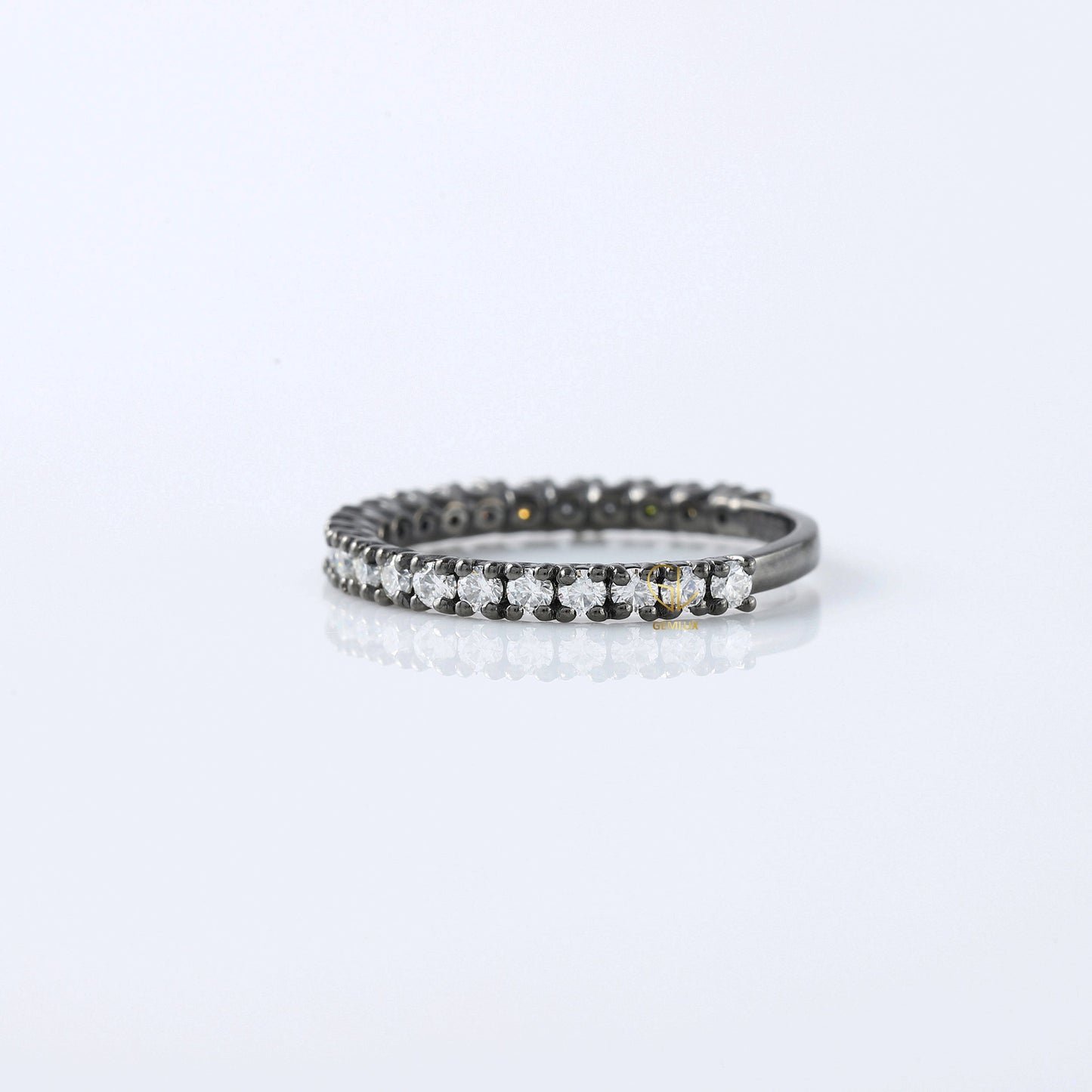 Round Moissanite Diamond Minimalist Eternity Wedding Band