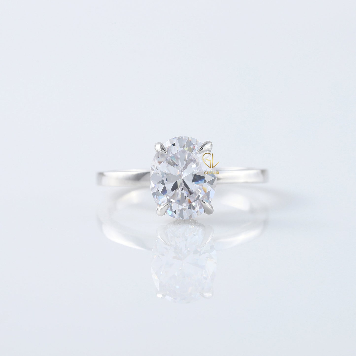 Oval Cut Moissanite Diamond Solitaire Engagement Ring