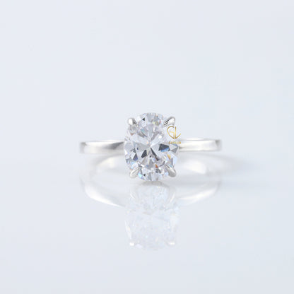 Oval Cut Moissanite Diamond Solitaire Engagement Ring