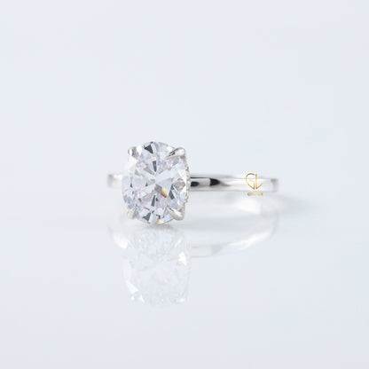 Oval Cut Moissanite Diamond Solitaire Engagement Ring