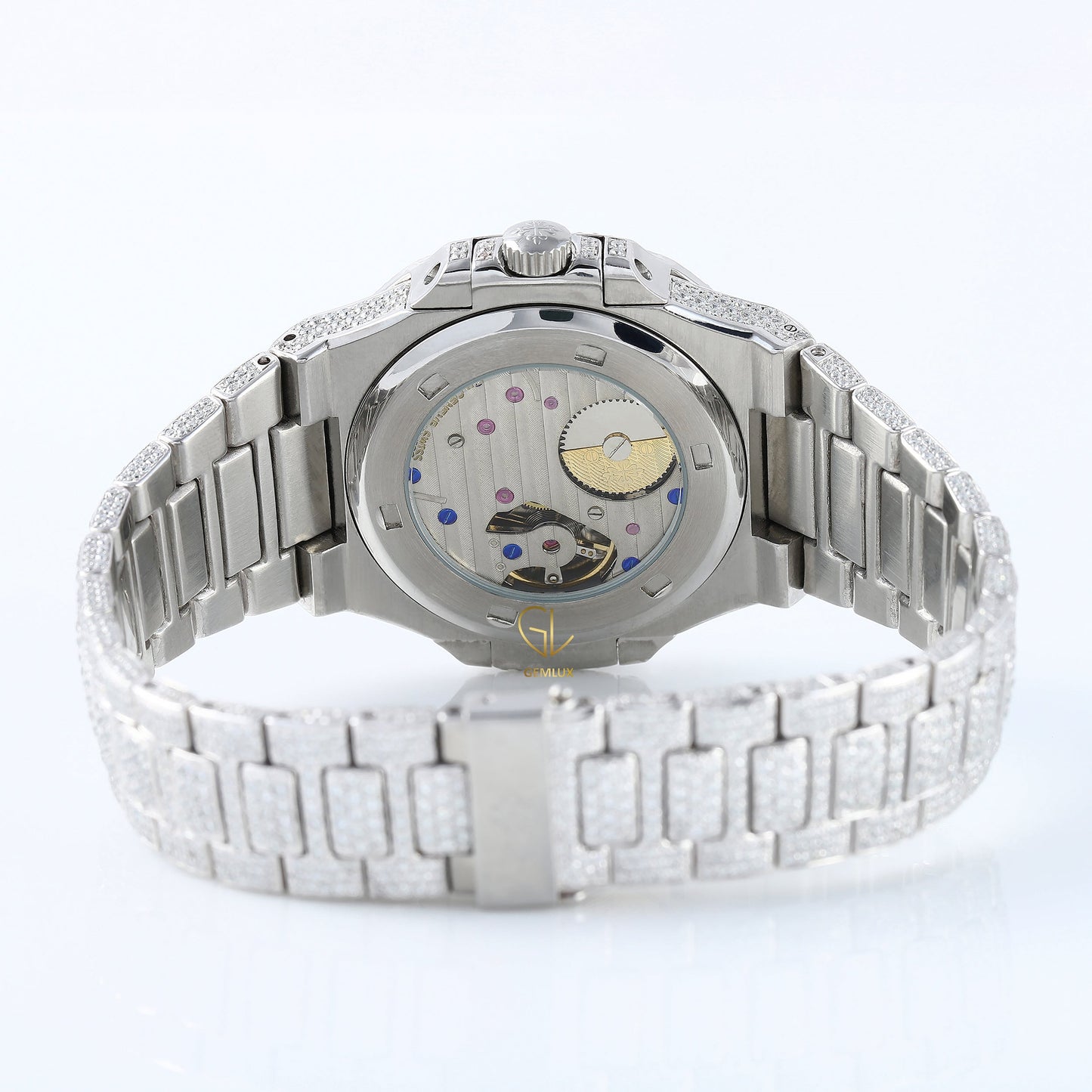 Auto Date Feature Iced Out Moissanite Diamond Hip Hop Watch