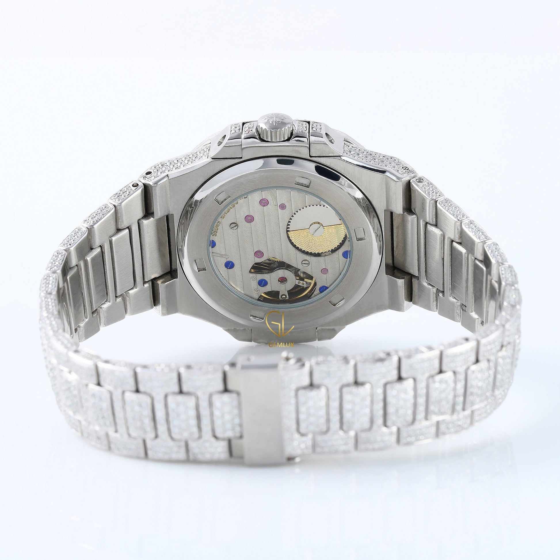 Auto Date Feature Iced Out Moissanite Diamond Hip Hop Watch