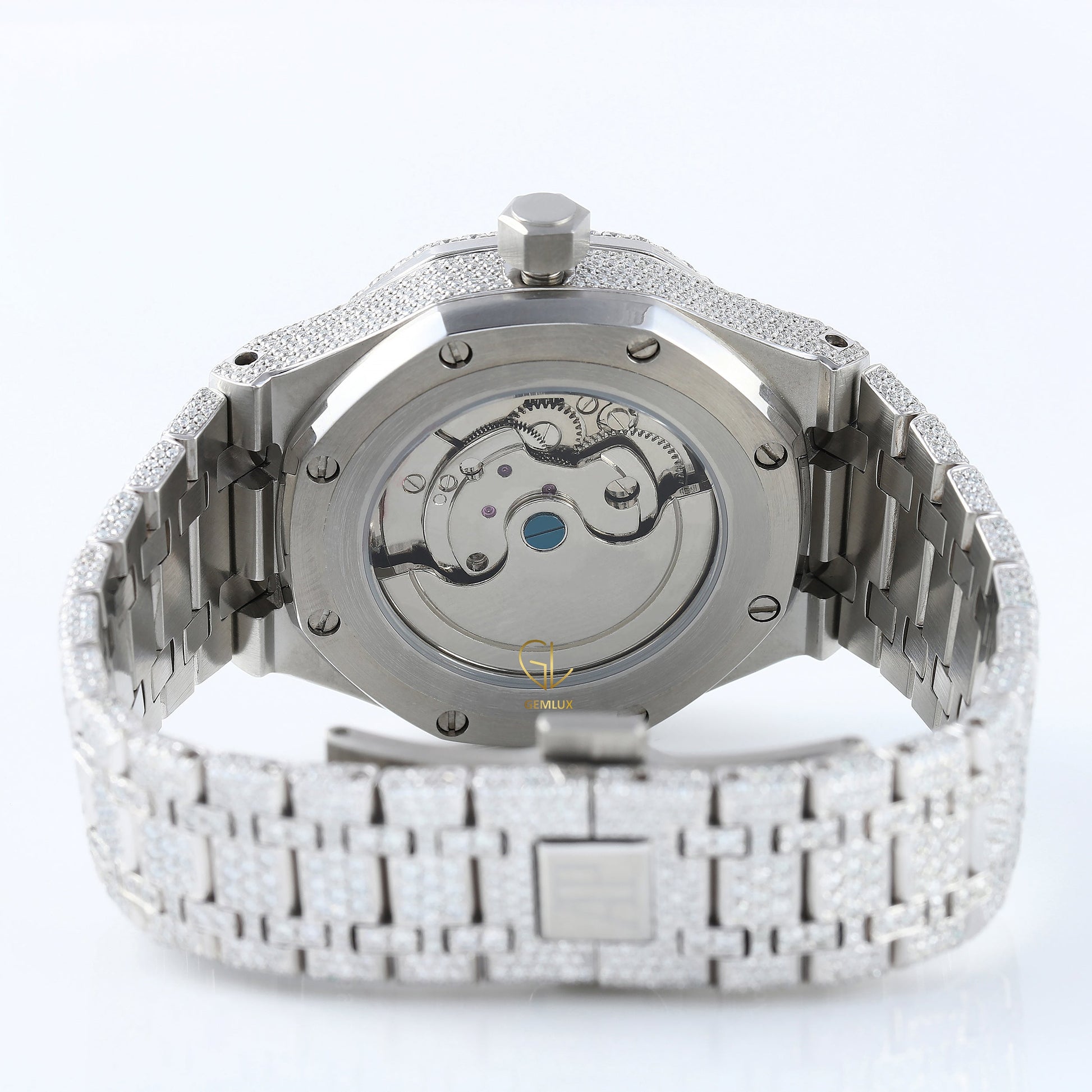 Stainless Steel VVS Moissanite Diamond Auto Date Watch For Men