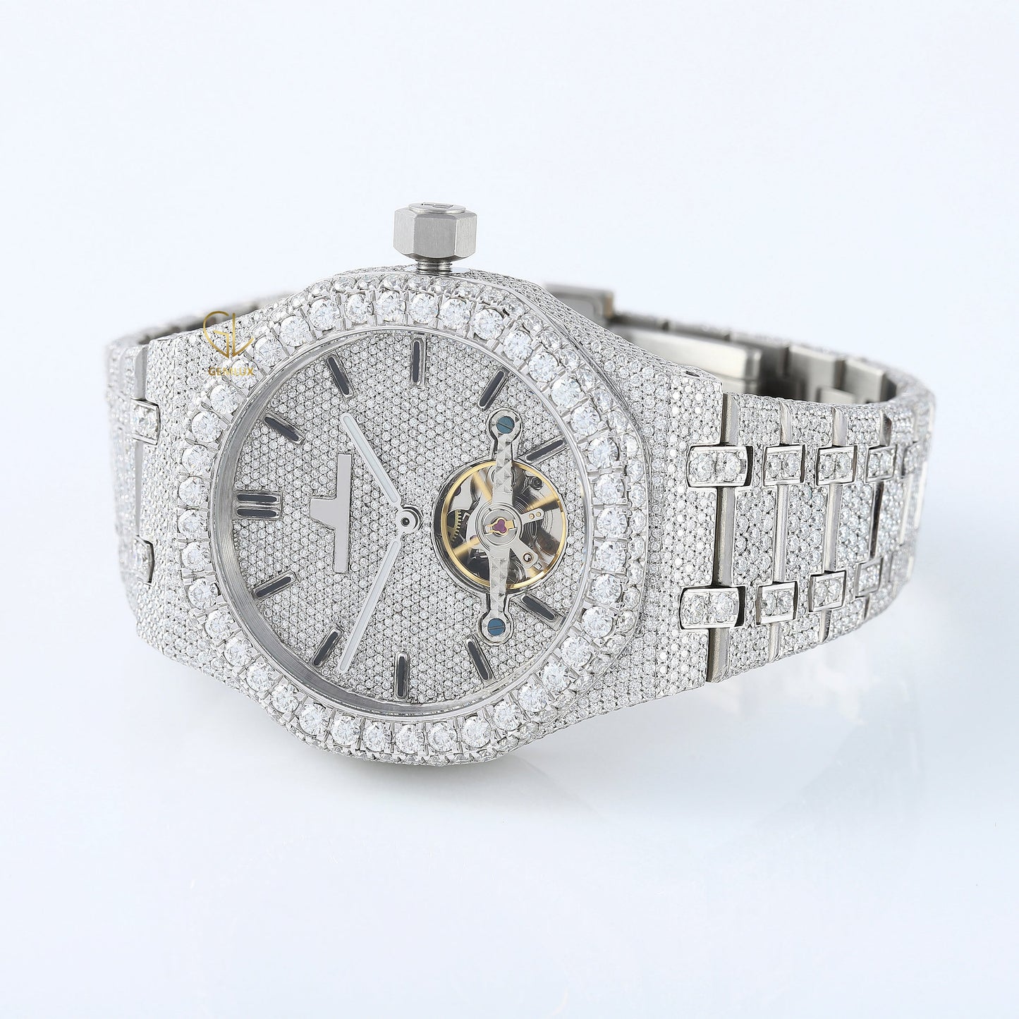 Automatic Movement Round Bezel Fully Iced Out Diamond Watch 