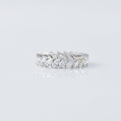 Expandable Slanted Marquise Cut Moissanite Eternity Wedding Band