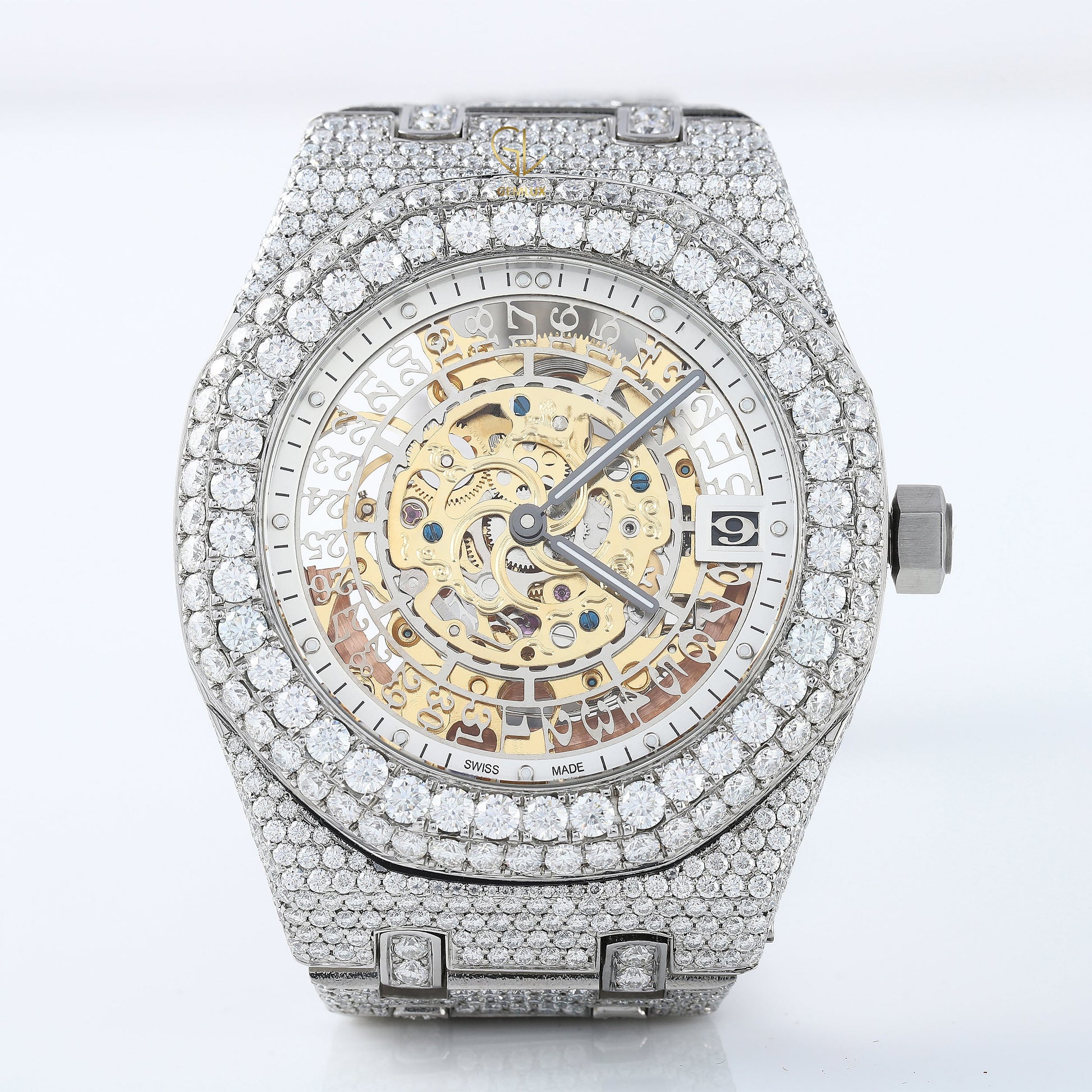 Iced Out VVS Moissanite Round Case Branded Hip Hop Watch For Men 