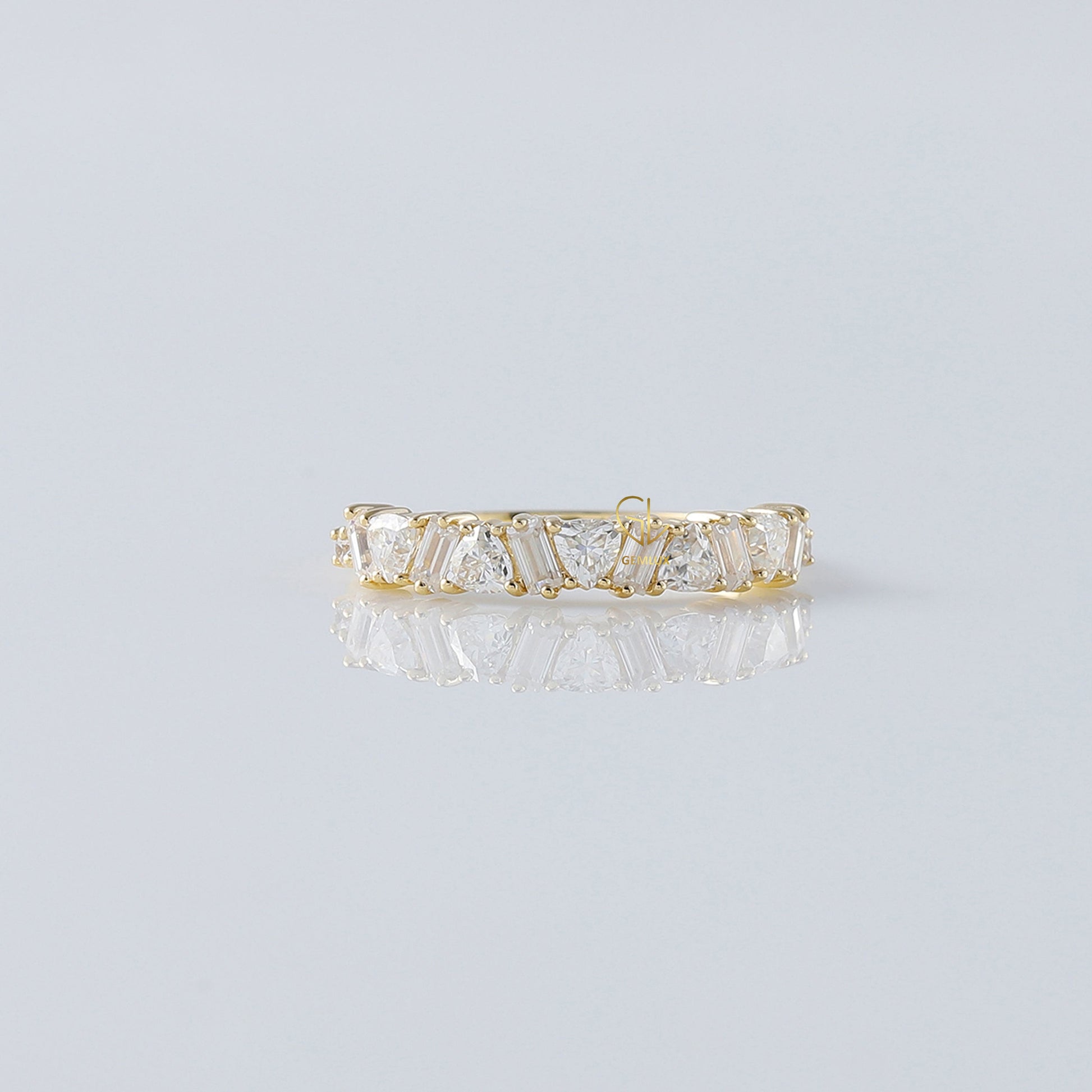 Baguette & Trillion Cut Moissanite Eternity Wedding Band