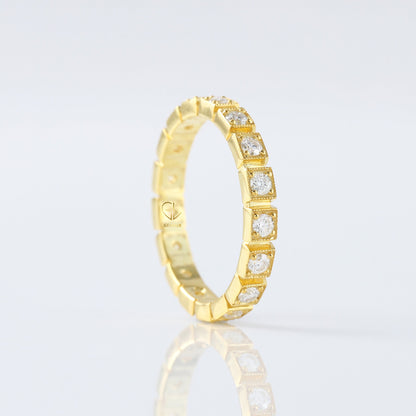 Art Deco Round Cut Moissanite Eternity Wedding Band