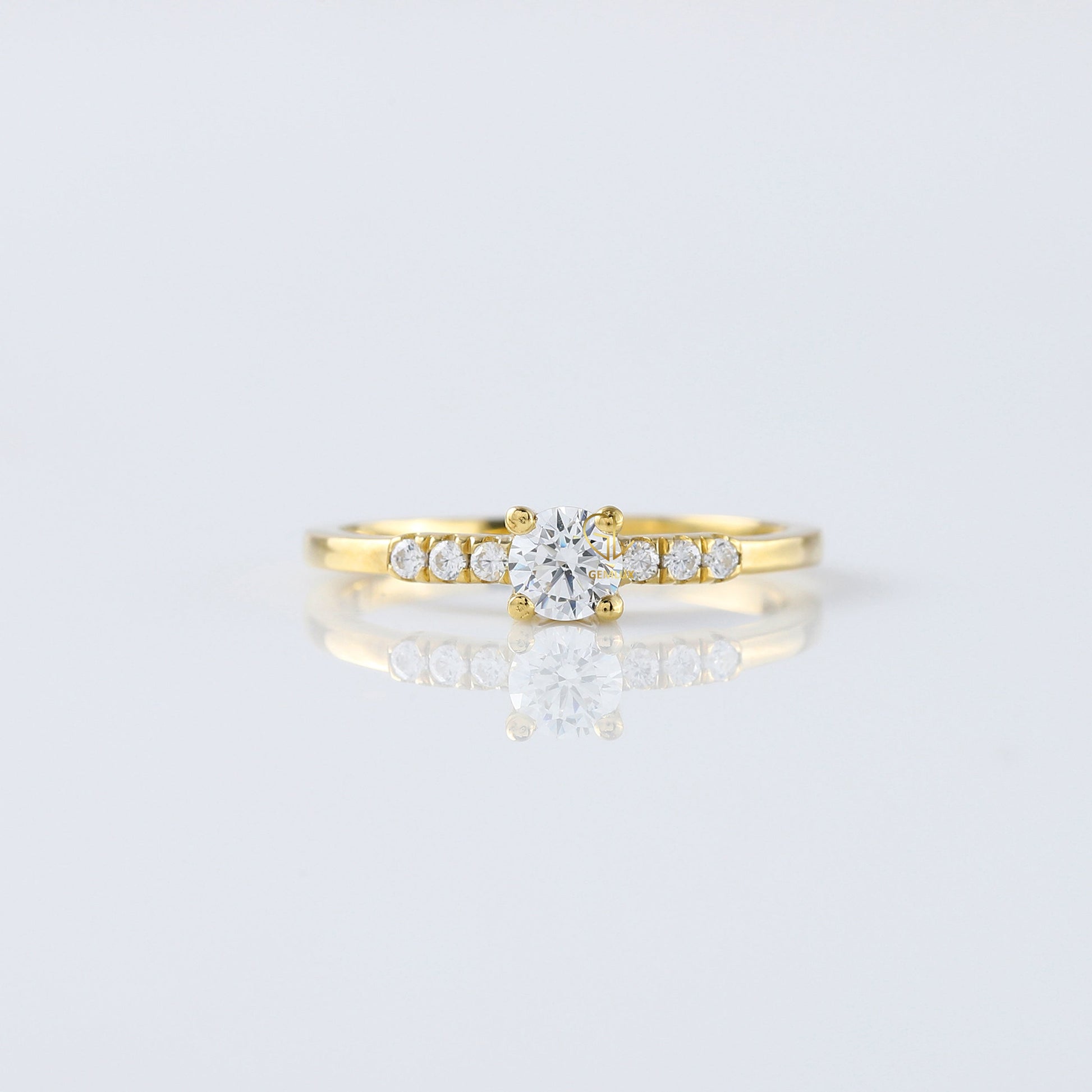 Delicate Seven Stone Moissanite Diamond Engagement Ring