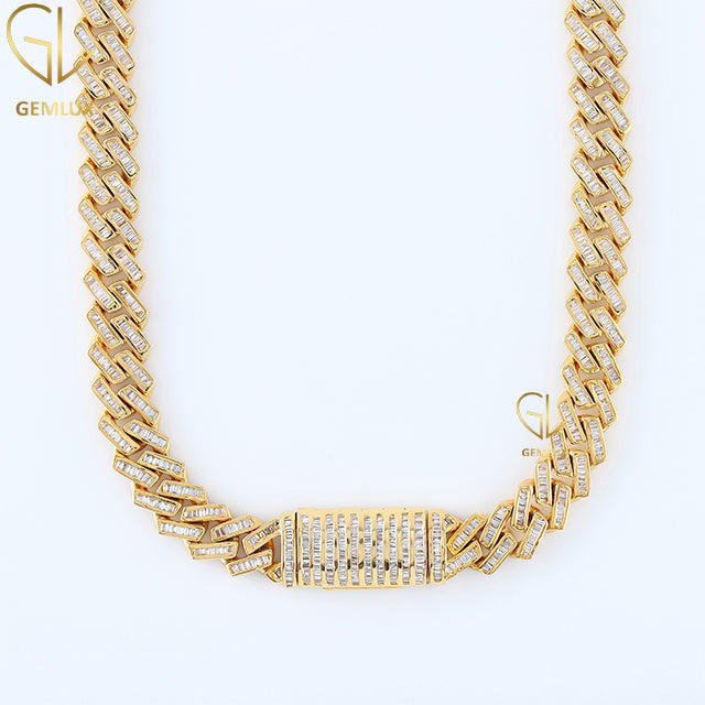 925 Silver Baguette Cuban Link Hip Hop Chain