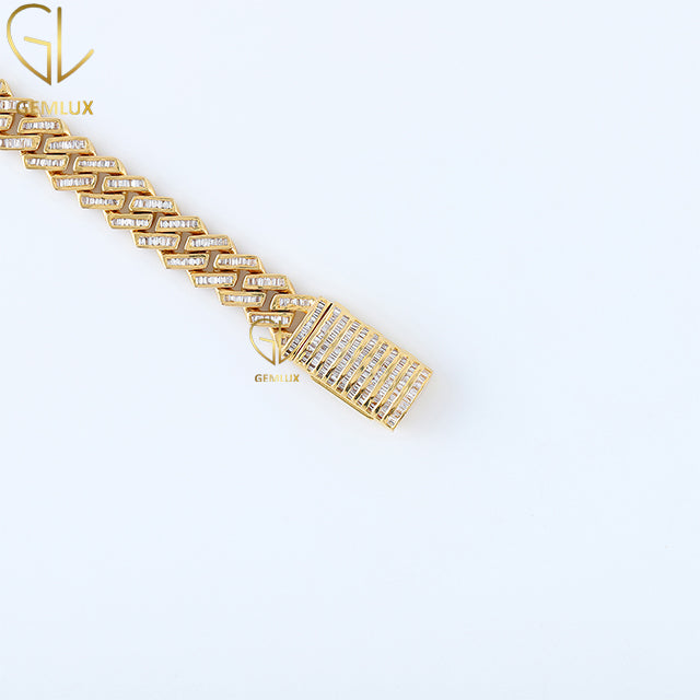 925 Silver Baguette Cuban Link Hip Hop Chain