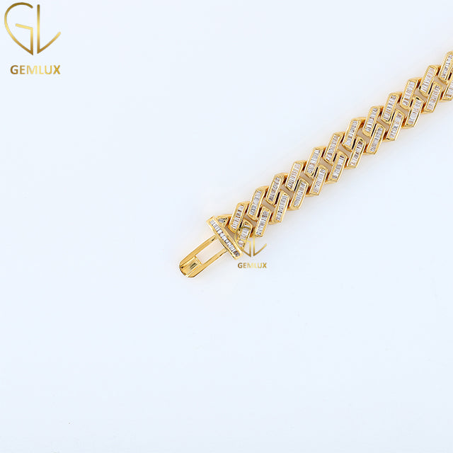 925 Silver Baguette Cuban Link Hip Hop Chain