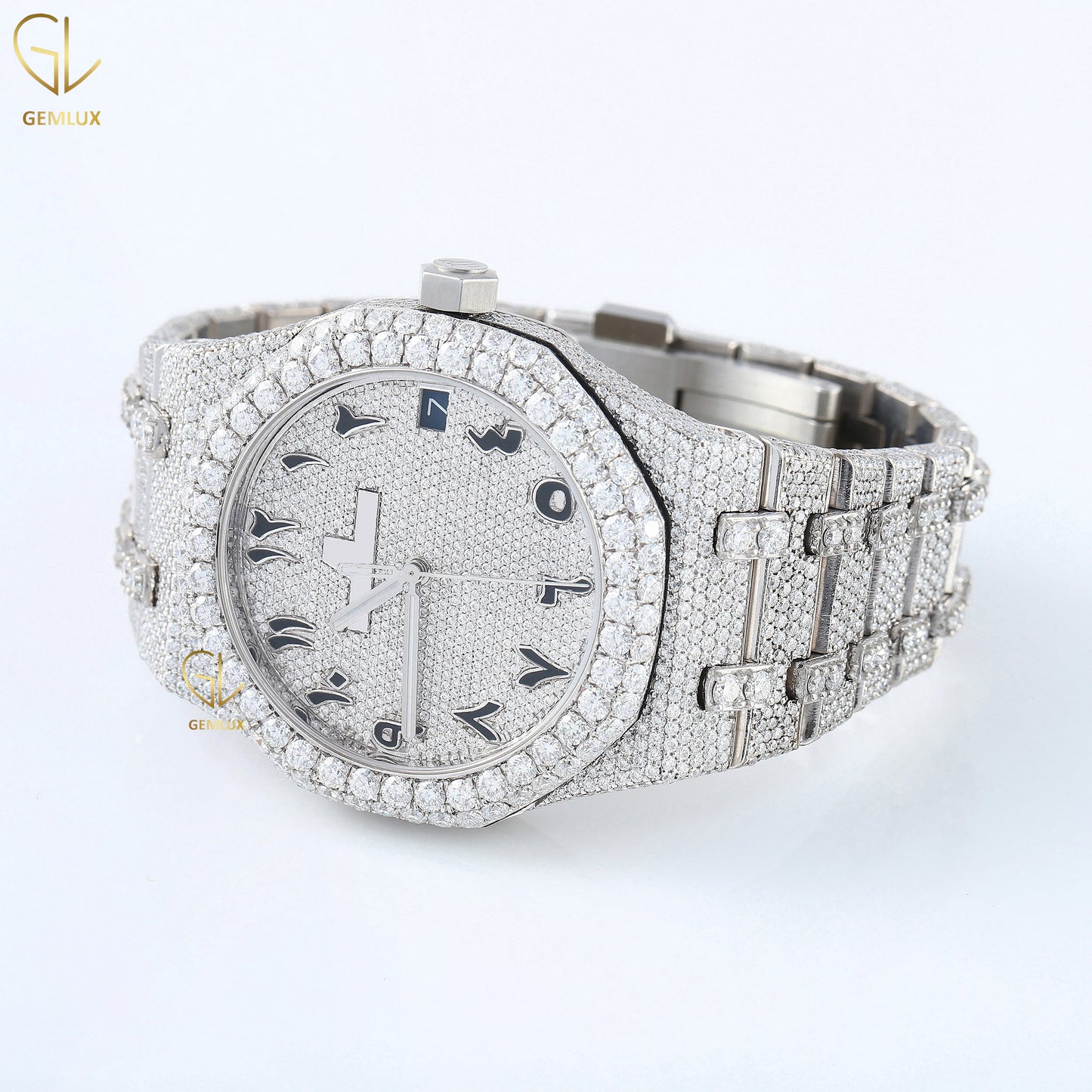 Hip Hop Date Just Automatic Movement Iced Out Diamond Men's Watch