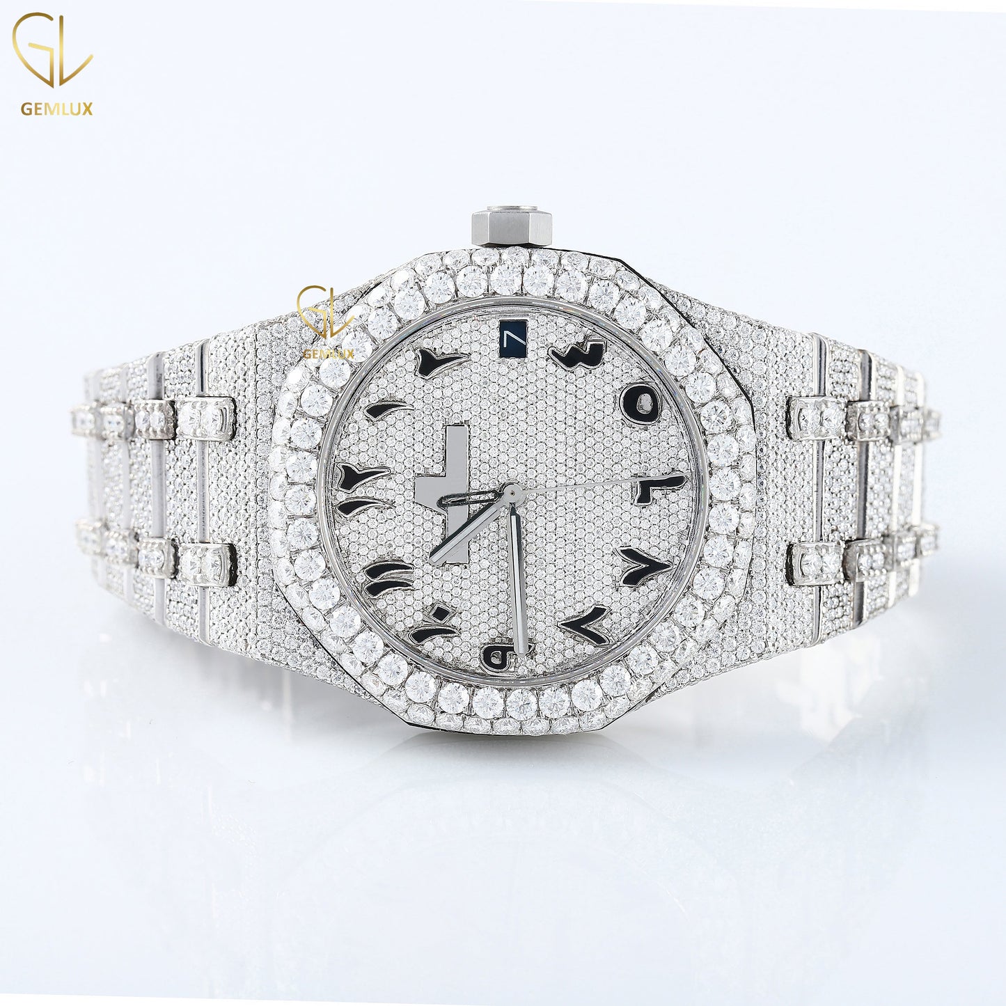 Hip Hop Date Just Automatic Movement Iced Out Diamond Men's Watch