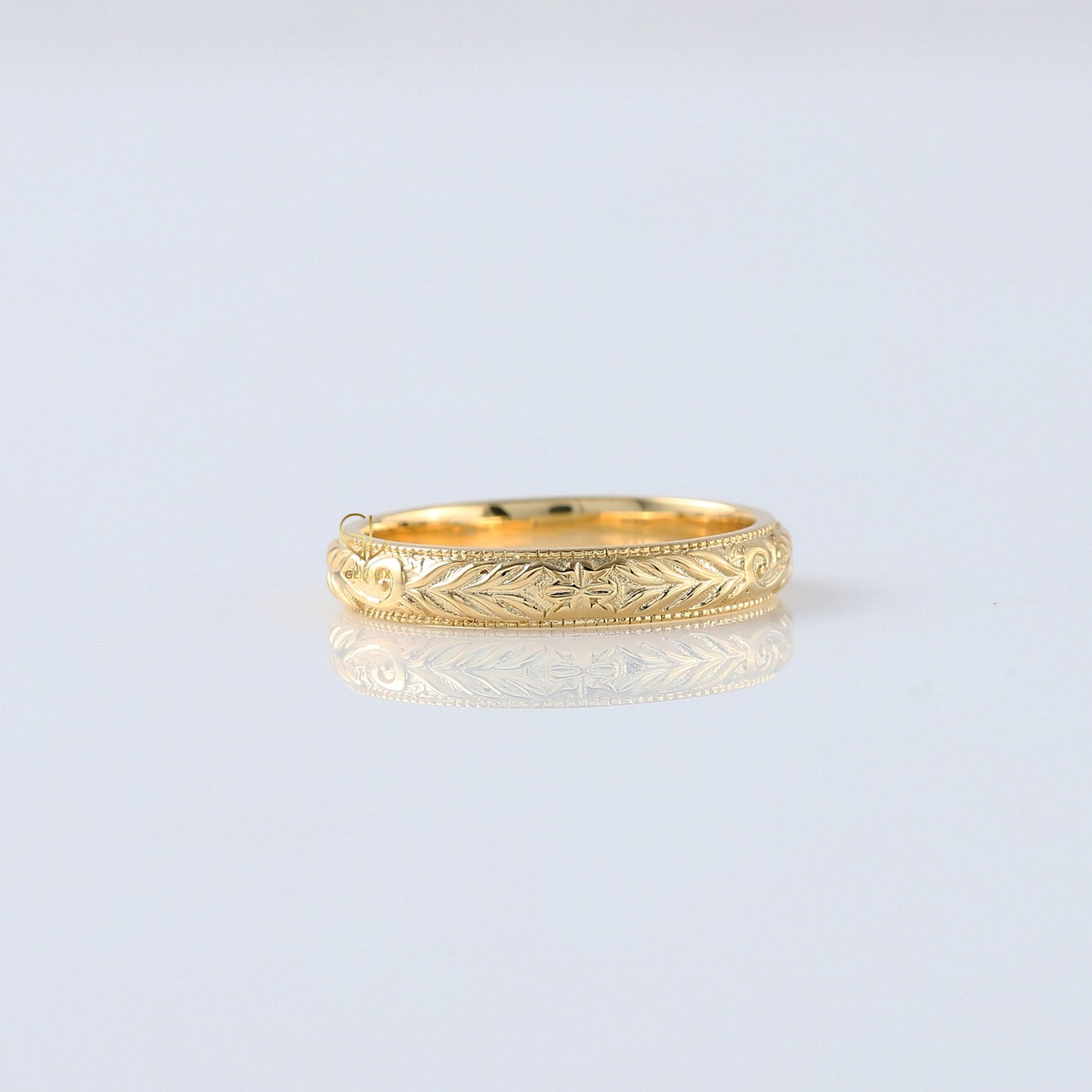 Retro Vintage 14k Solid Gold Plain Gold Filigree Wedding Band 