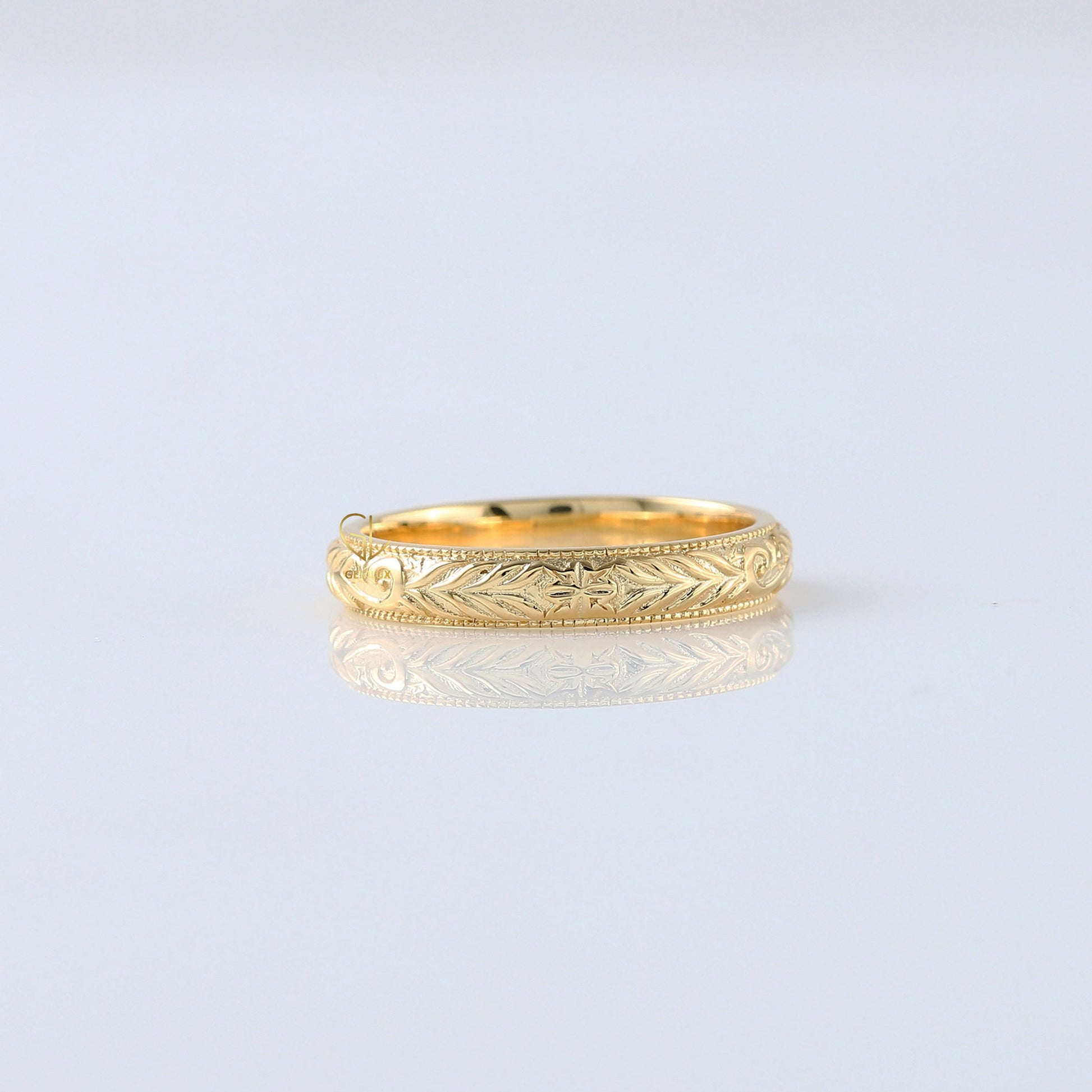 Retro Vintage 14k Solid Gold Plain Gold Filigree Wedding Band 