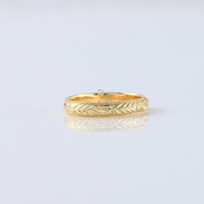 Retro Vintage 14k Solid Gold Plain Gold Filigree Wedding Band 