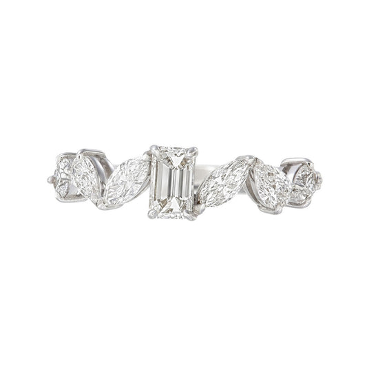 Fancy Cut Certified Natural Diamond Half Eternity Ring