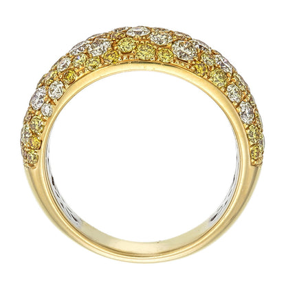 Certified Natural Yellow Canary & White Round Cut Scattered Diamond Wedding Band