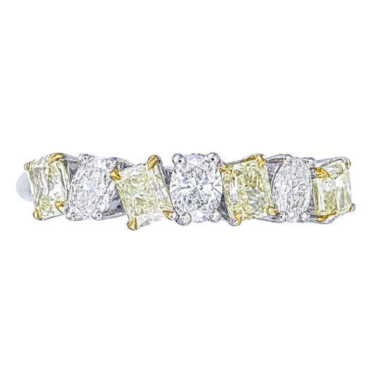 Canary Yellow Radiant & Oval Cut Certified Natural Diamond Eternity Wedding Band