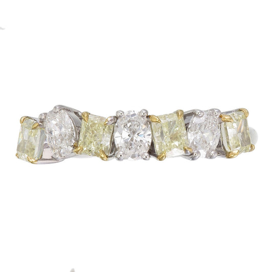 Fancy Yellow Colour Radiant & Oval Cut Certified Natural Diamond Eternity Wedding Band