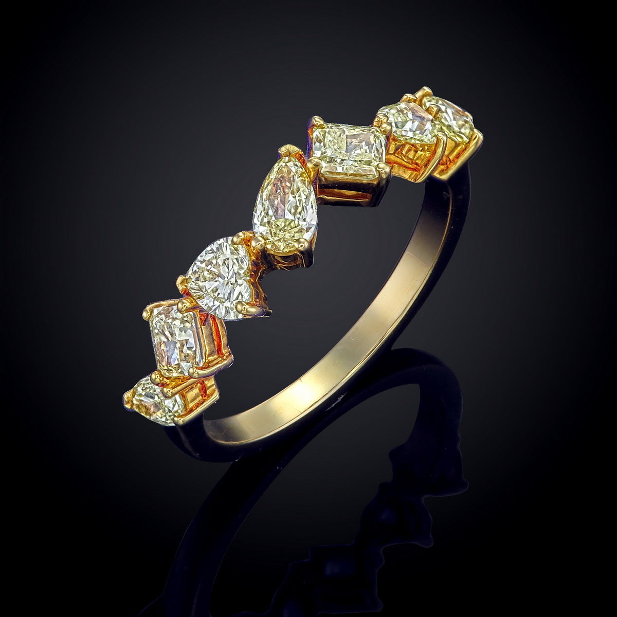 Canary Yellow Fancy Cut Natural Diamond Eternity Wedding Band