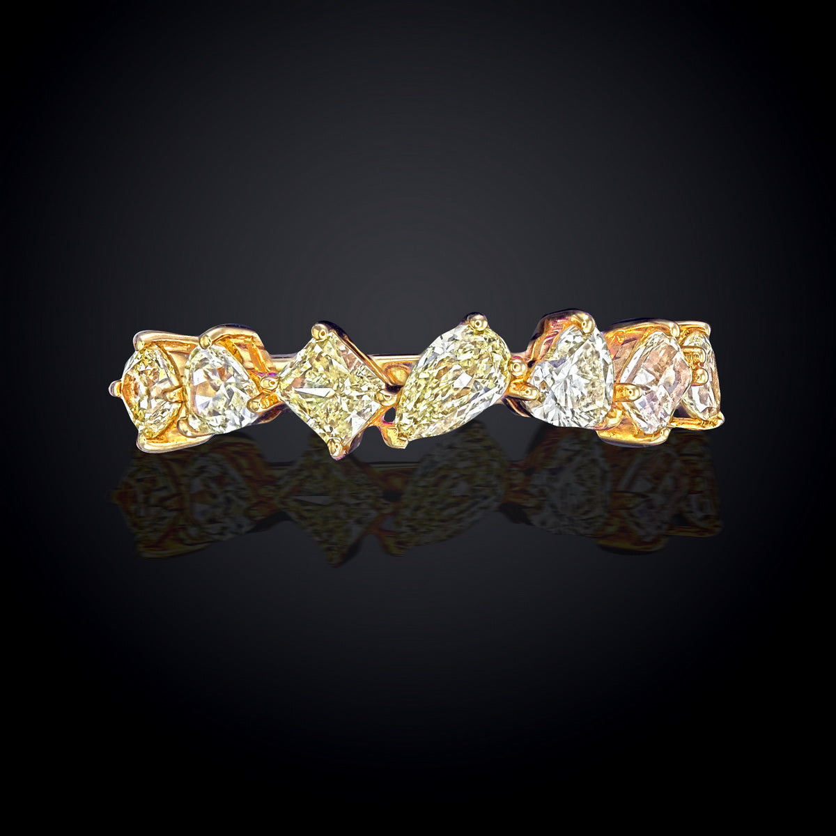 Canary Yellow Fancy Cut Natural Diamond Eternity Wedding Band