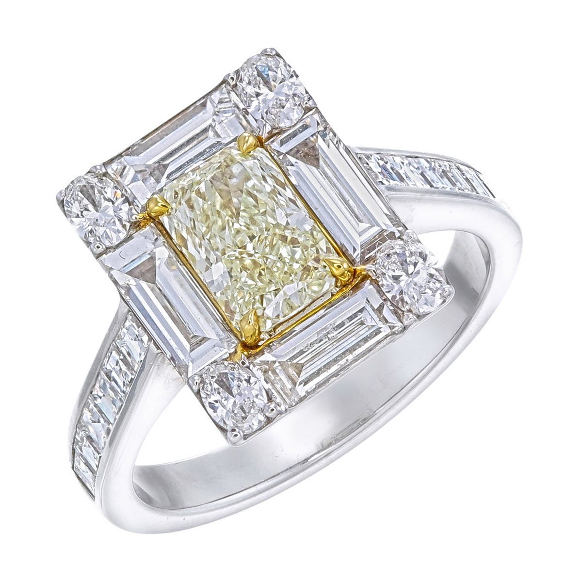 Canary Yellow Radiant Cut Certified Natural Diamond Halo Engagement Ring