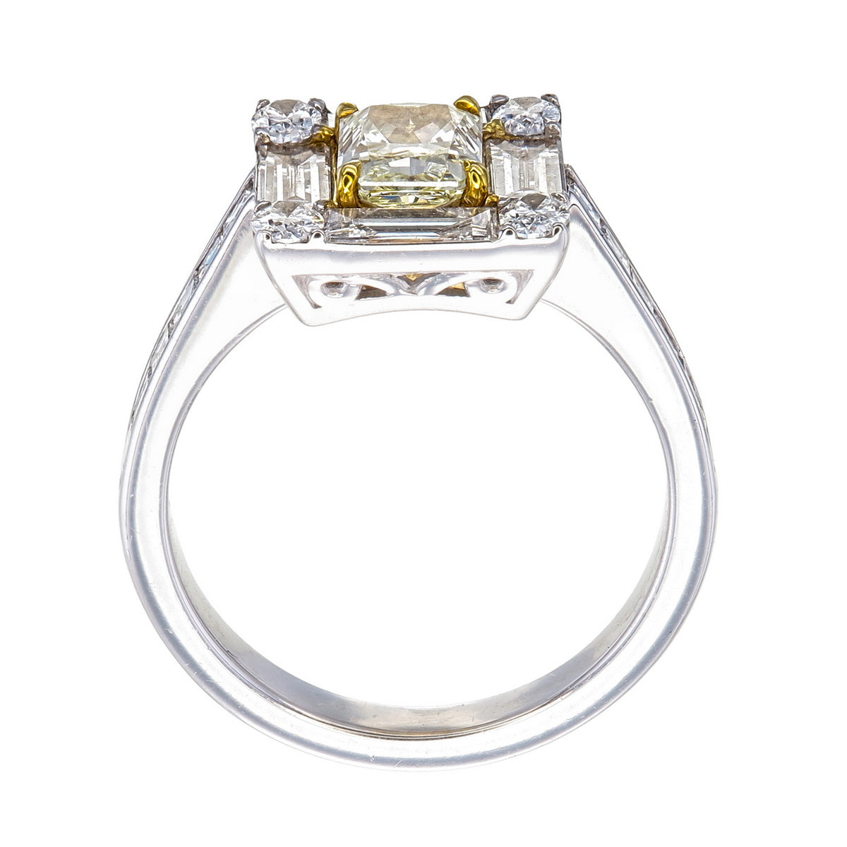 Canary Yellow Radiant Cut Certified Natural Diamond Halo Engagement Ring