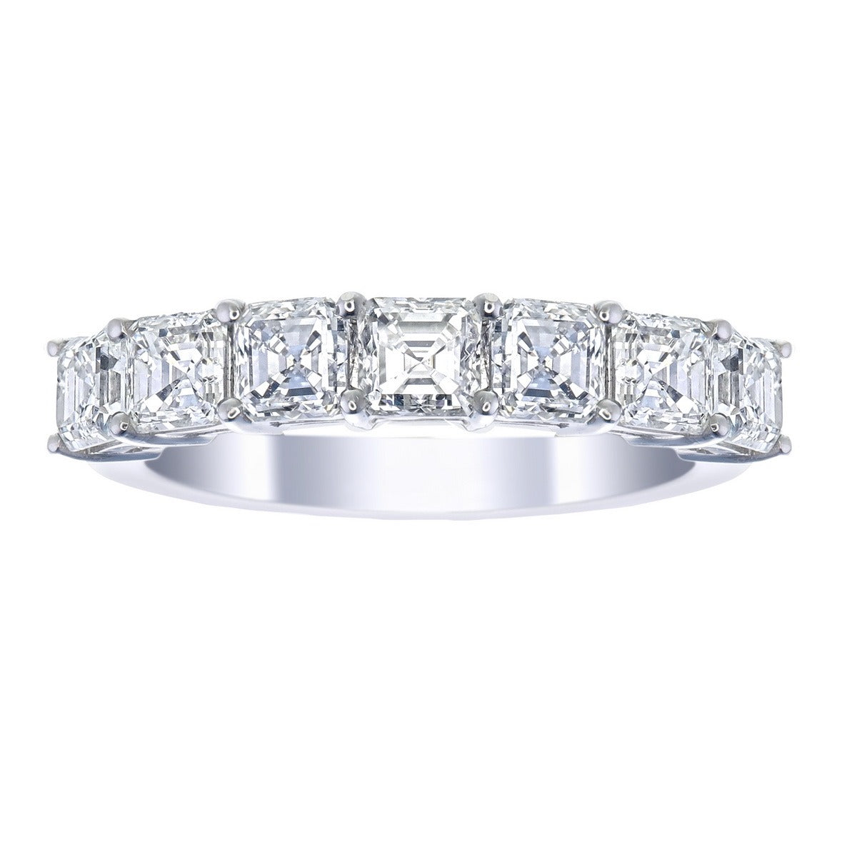 Asscher Cut Certified Natural Diamond Eternity Wedding Ring