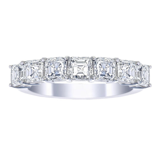 Asscher Cut Certified Natural Diamond Eternity Wedding Ring