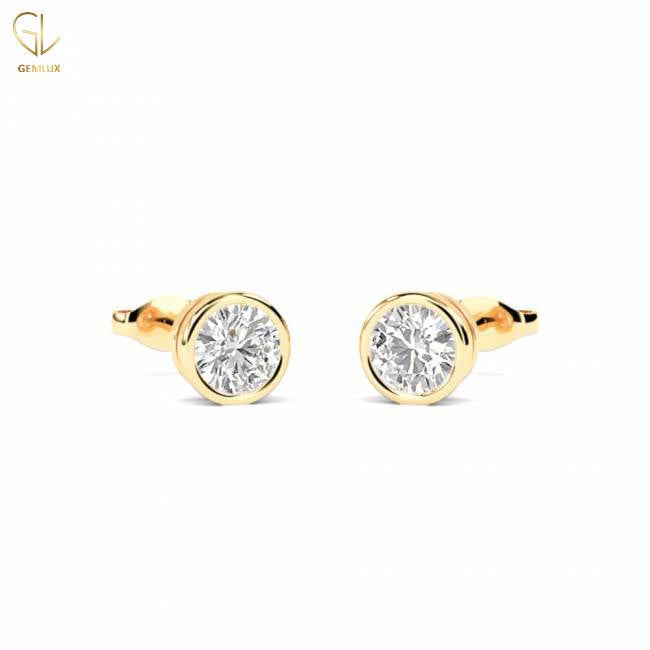 Certified Lab Grown Diamond Bezel Set Stud Earrings