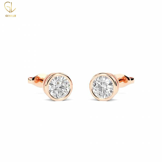 Certified Lab Grown Diamond Bezel Set Stud Earrings