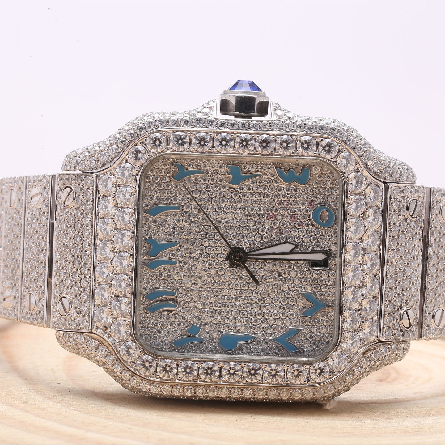 Iced Out VVS Moissanite Arabic Dial Hip Hop Watch