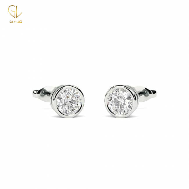 Certified Lab Grown Diamond Bezel Set Stud Earrings