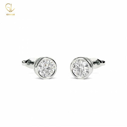 Certified Lab Grown Diamond Bezel Set Stud Earrings