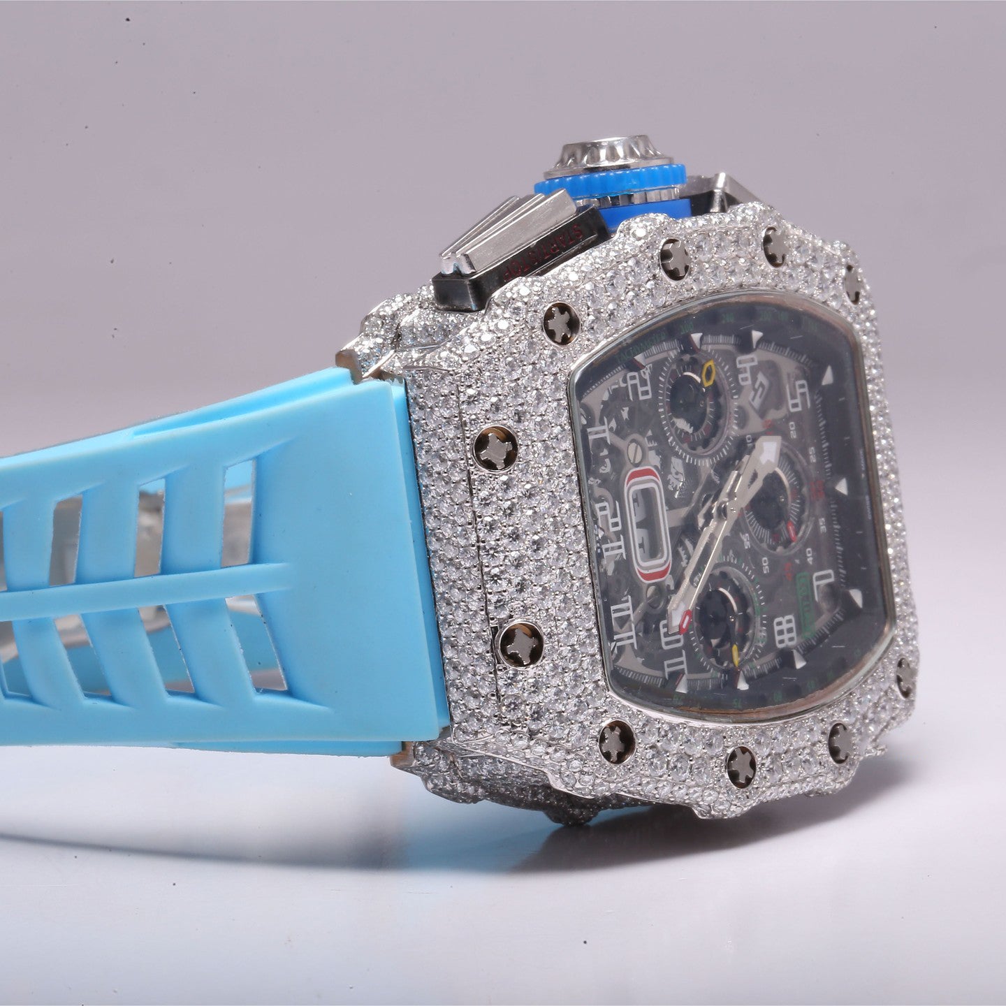 VVS Moissanite Diamond Branded Chronograph Hip Hop Watch 