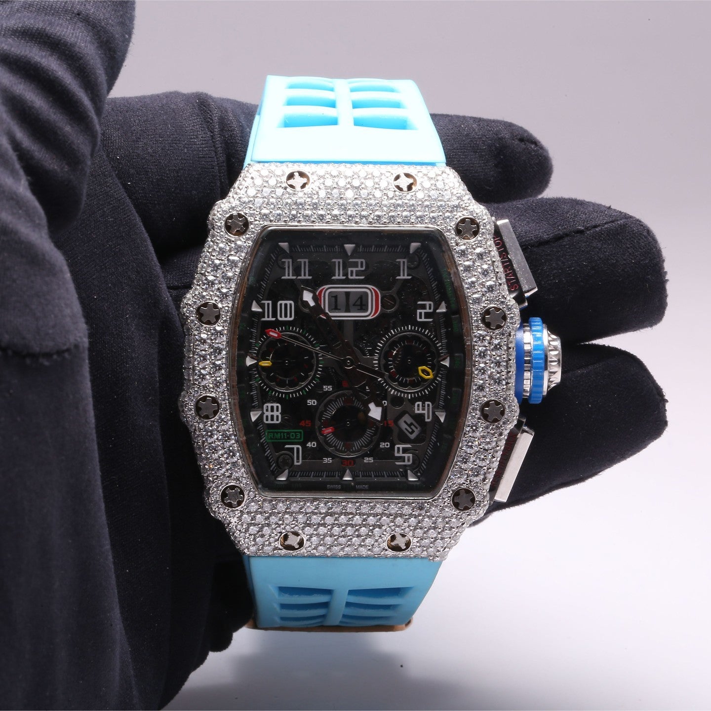 VVS Moissanite Diamond Branded Chronograph Hip Hop Watch 