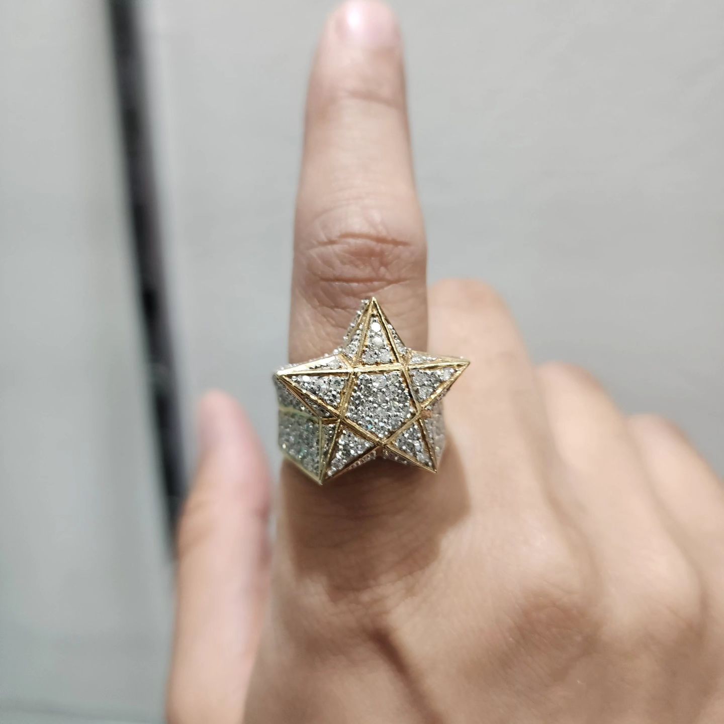 Bling Bling VVS Moissanite Star Pinky Hip Hop Ring 