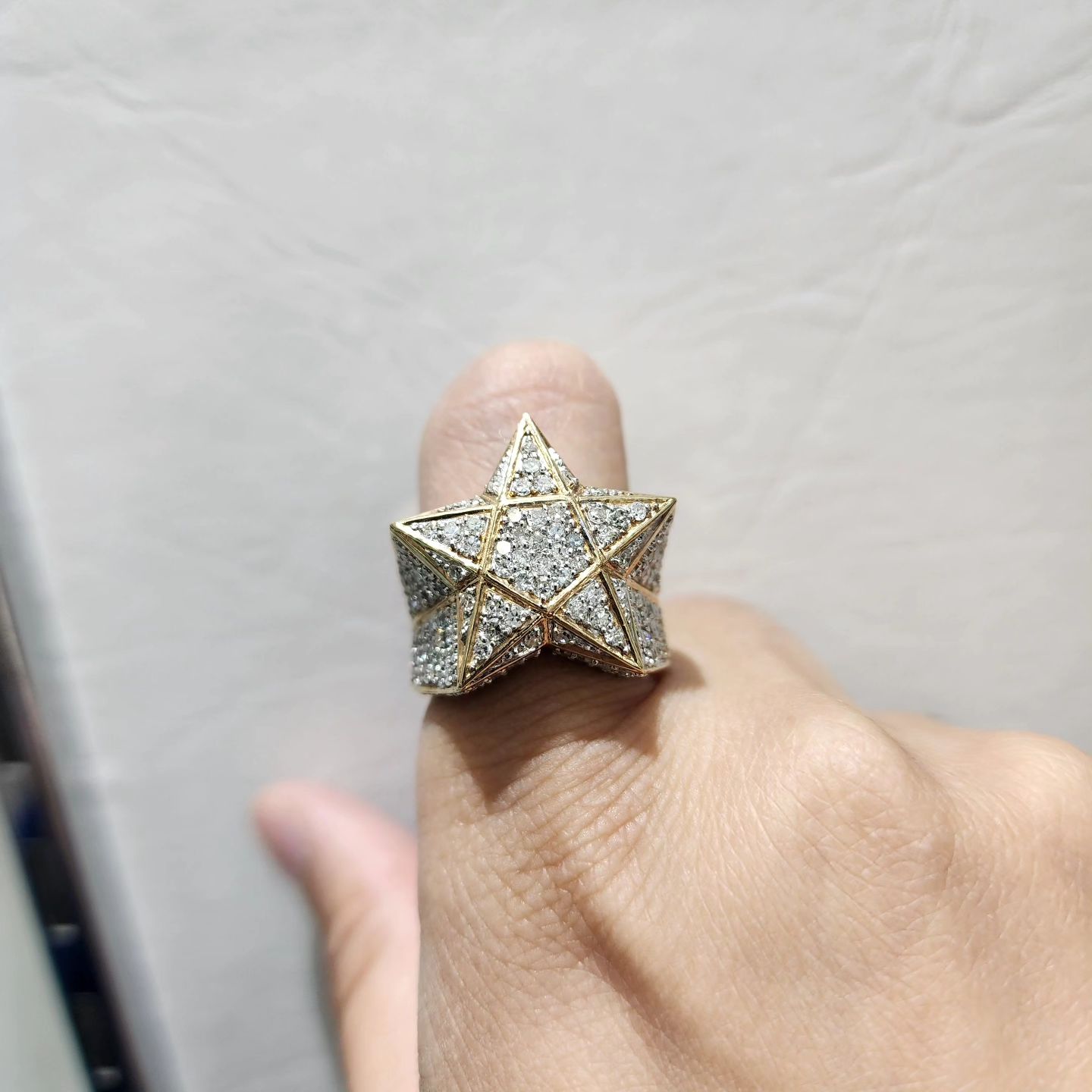 Bling Bling VVS Moissanite Star Pinky Hip Hop Ring 