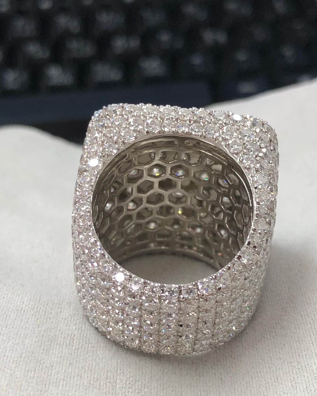 Iced Out Square Design VVS Moissanite Diamond Men's Ring 