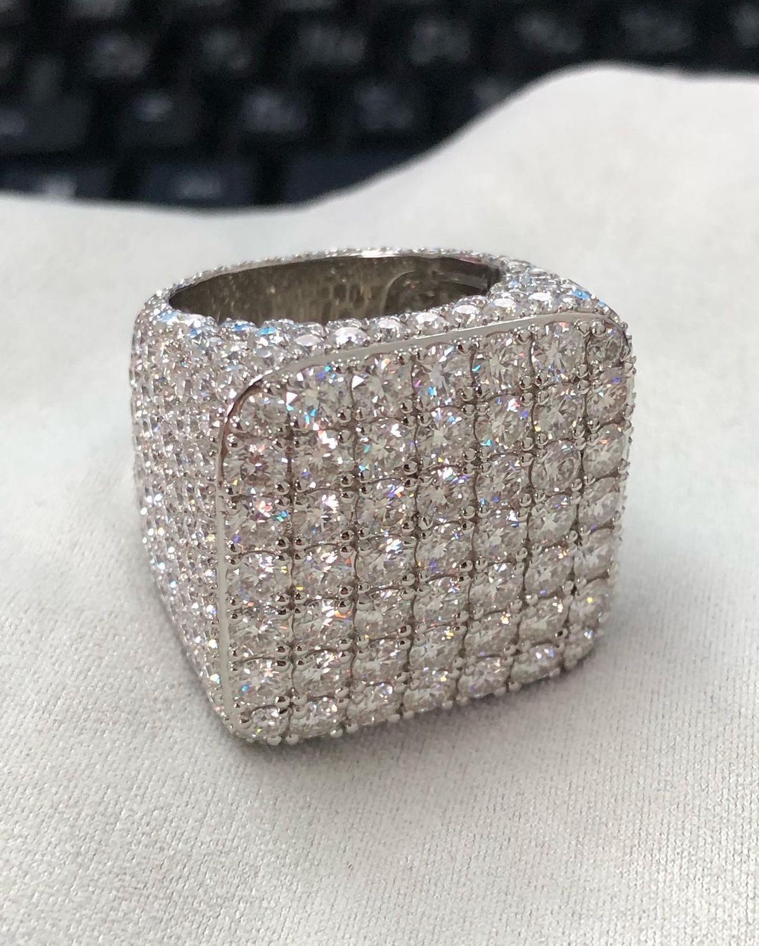 Iced Out Square Design VVS Moissanite Diamond Men's Ring 