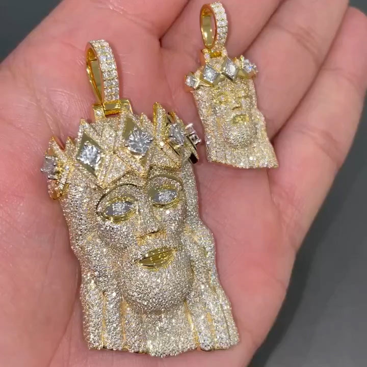 Iced Out Moissanite Diamond Crown Jesus Hip Hop Pendant