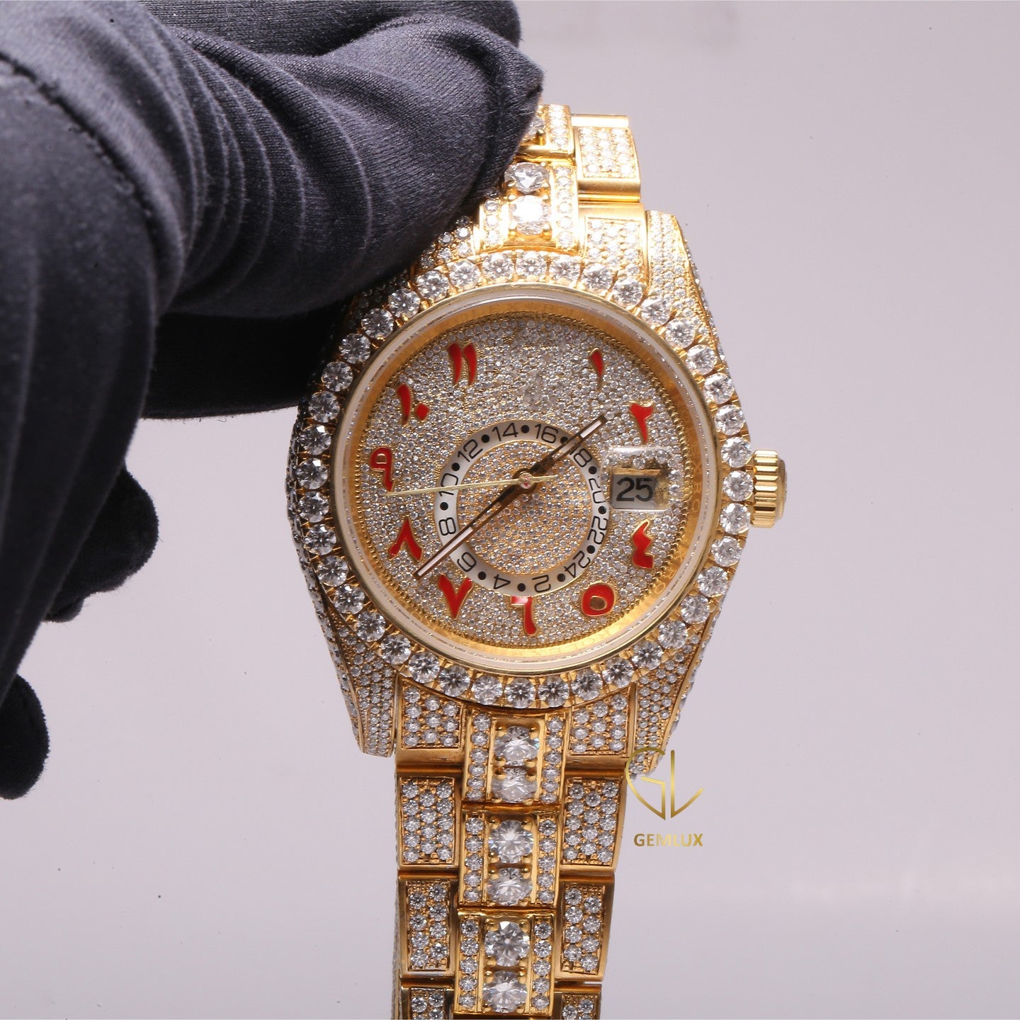 Bling Bling Moissanite Arabic Dial Hip Hop Watch 